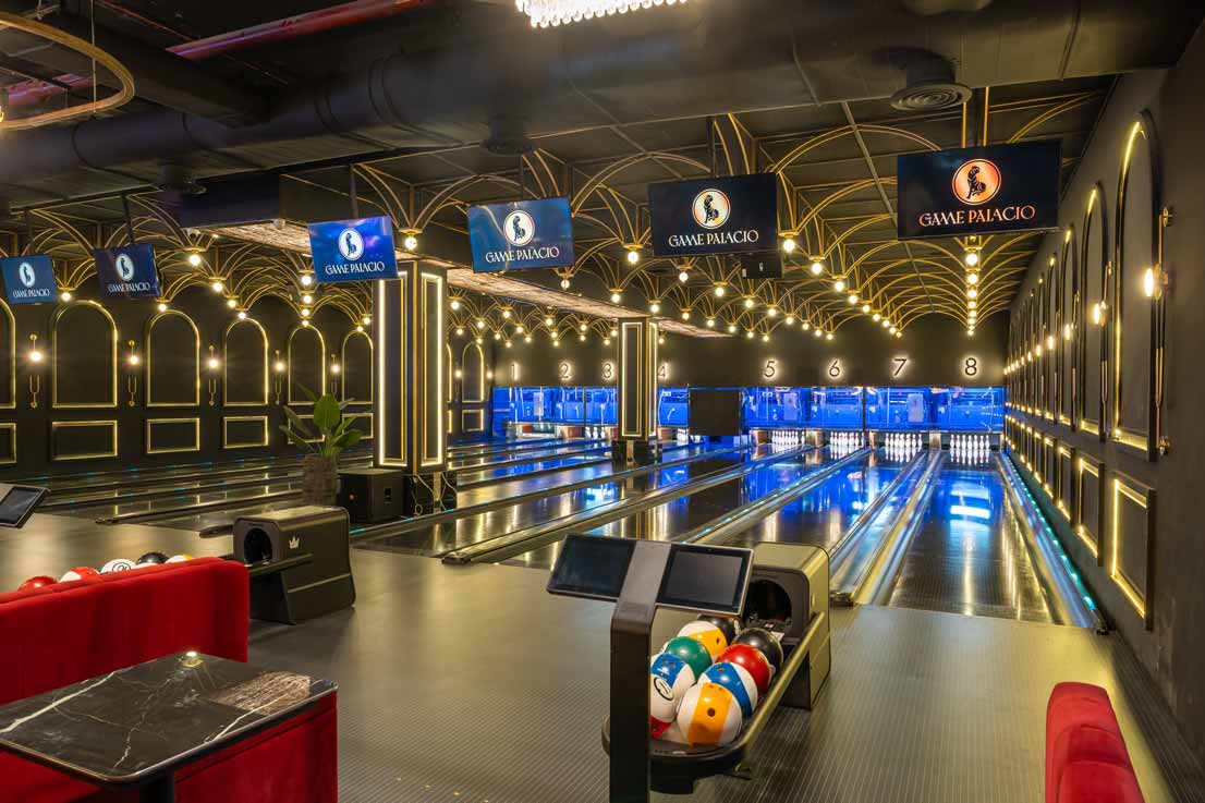 Inside view of The Game Palacio Thane showing the Bowling Alley and the Trampoline Park