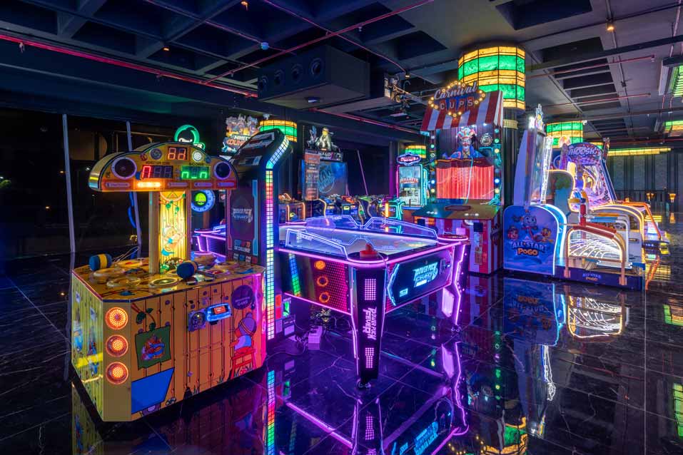 Group of friends enjoying VR games and bowling at The Game Palacio entertainment hub in Delhi