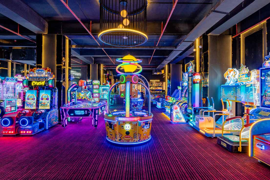 Friends playing VR games and bowling at The Game Palacio entertainment hub in Delhi